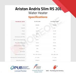 Ariston Andris Slim RS 20L Specifications