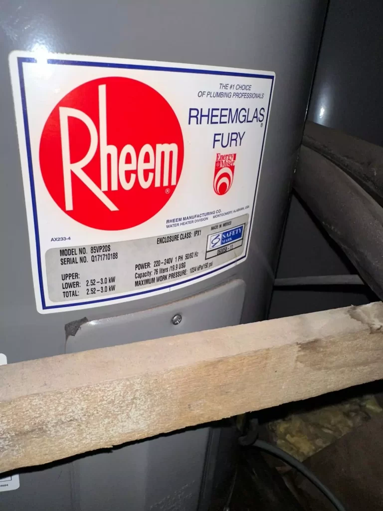 Rheem 85VP20S Onan Road Water Heater