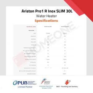 Ariston Pro1 R Inox SLIM 30L Specifications