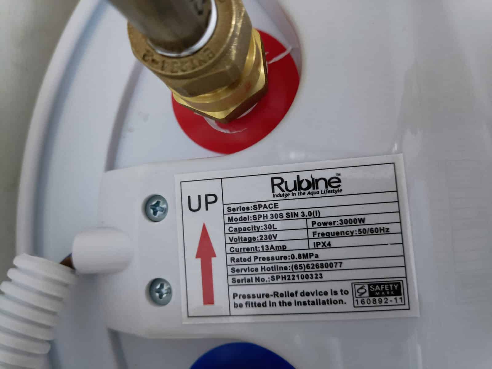 Rubine Water Heater 122B EdgedalePlain