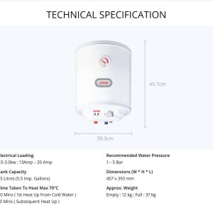 Joven JVA 25L Electric Storage Water Specification