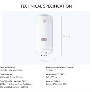 Joven JVA-50 Electric Storage Water Heater Specification