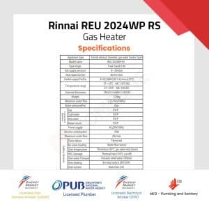 Rinnai REU 2024WP RS Specifications