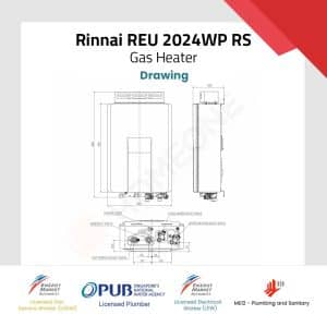 Rinnai REU-2024WP-RS Gas Water Heater Drawing