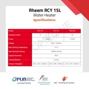 Rheem RCY 15L Specifications