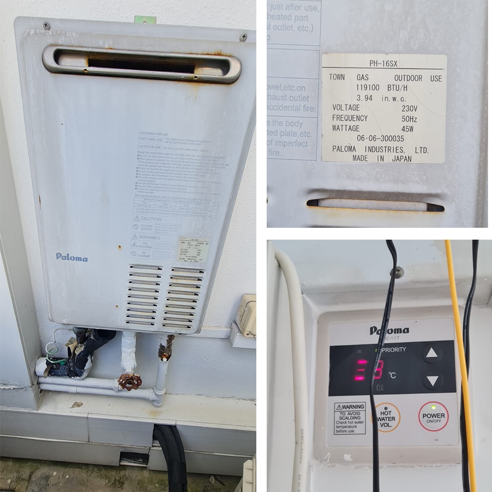 Paloma PH-16SX gas heater replacementat The Sea View - 27 Jan 2024