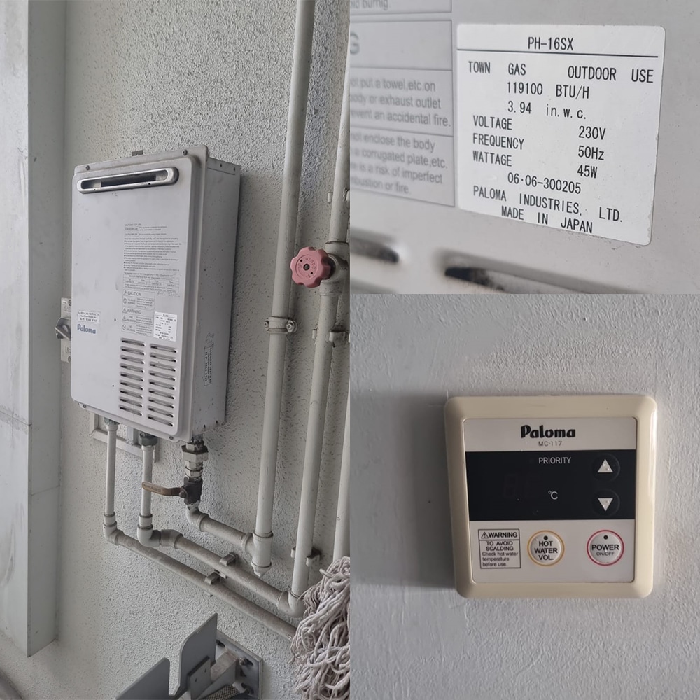 Paloma PH-16SX gas heater replacement at Riviera Residences - 6 Feb 2024