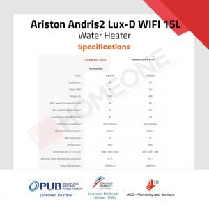 Ariston Andris2 Lux-D Wifi 15L Specifications