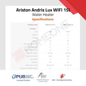 Ariston Andris Lux WIFI 15L Specifications