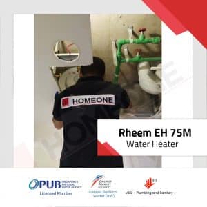 Rheem EH 75M with technician