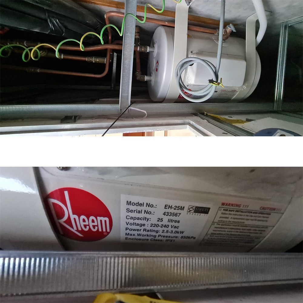 Rheem EH-25M water heater replacement at The Grandhill - 2 Feb 2024