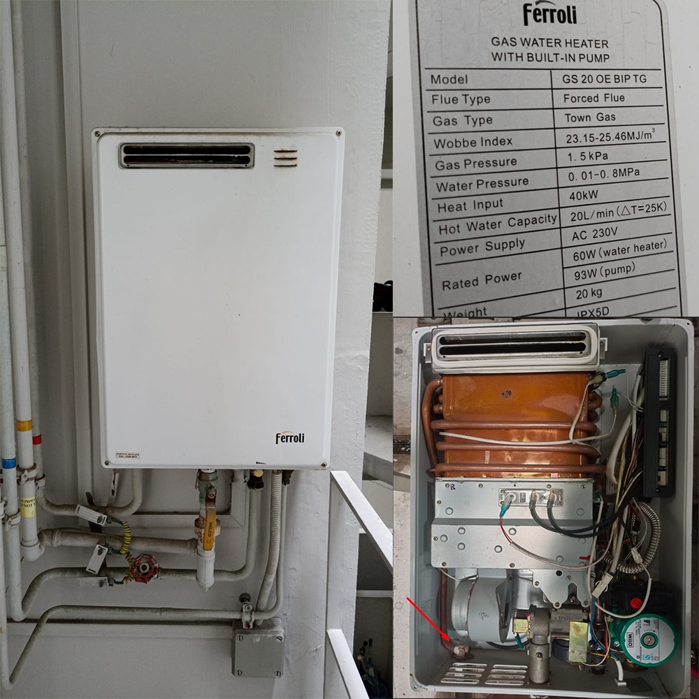 Ferroli GS 20 OE BIP TG Gas Heater replacement at Riversound Residence-21 Mar 2024