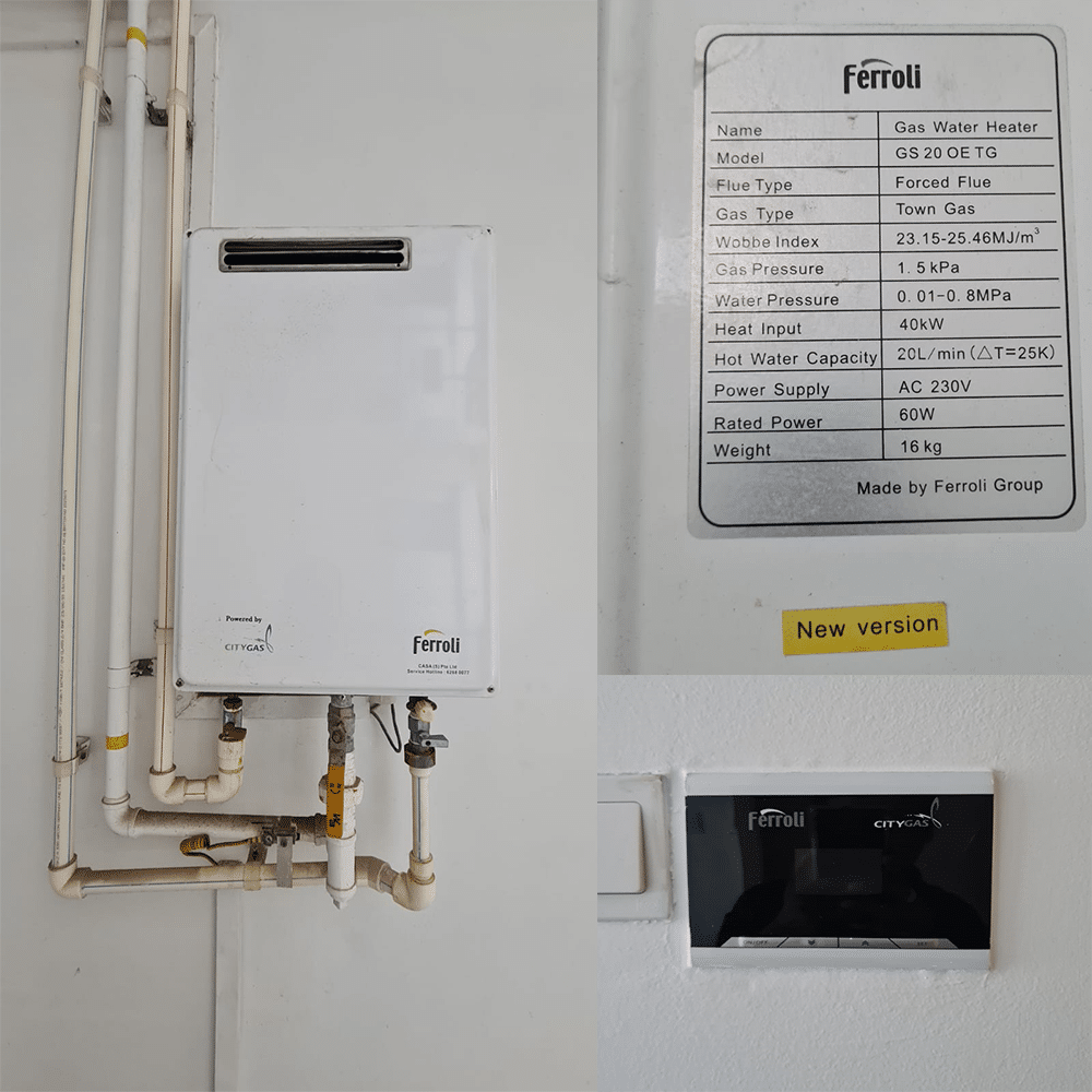 Ferroli GS 20 OE TG water heater replacement at Wandervale - 30 Mar 2024