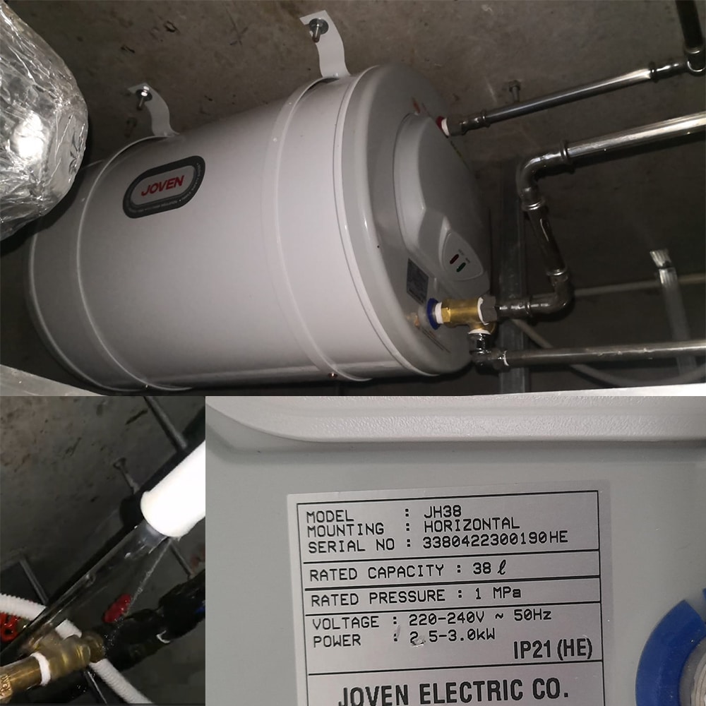 Joven JH38 water heater replacement at Terrasse - 14 May 2024