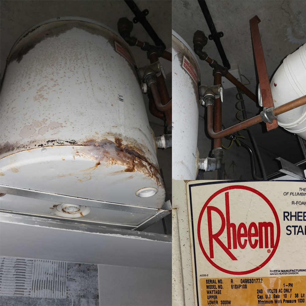 Rheem 61SVP10S water heater replacement at Castle Green - 2 Apr 2024