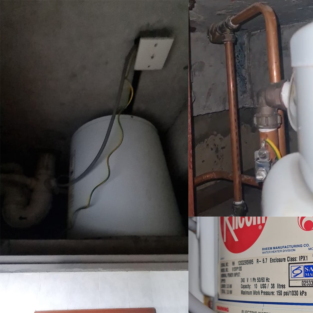 Rheem 61SVP10S water heater replacement at Parc Oasis - 8 Apr 2024