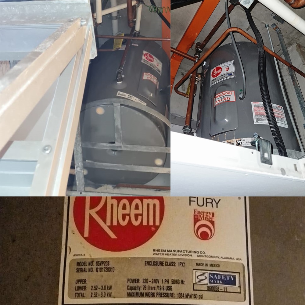 Rheem 85VP20S water heater replacement at Ardmore Park - 11 Apr 2024