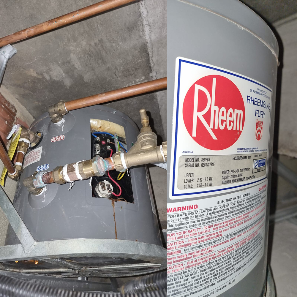 Rheem 85VP6S water heater replacement at Findland Garden - 14 May 2024