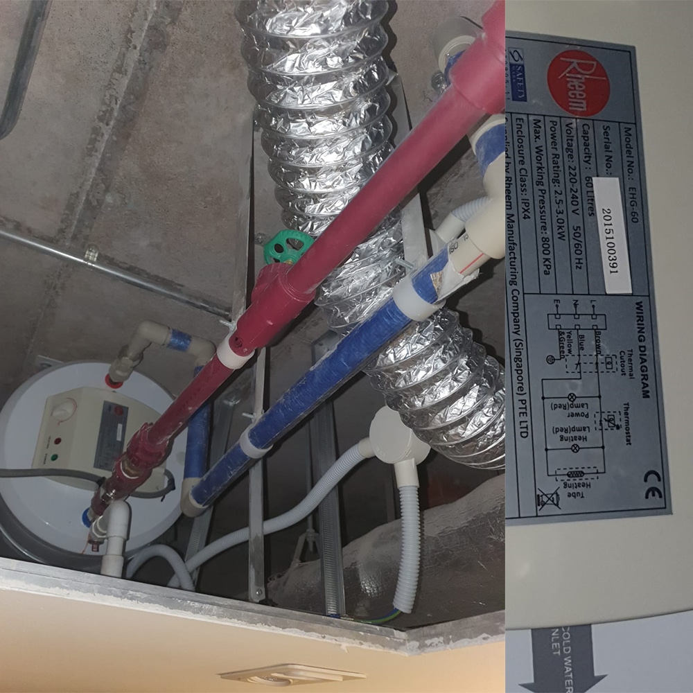 Rheem EHG-60 water heater replacement at KAP Residences - 2 Apr 2024