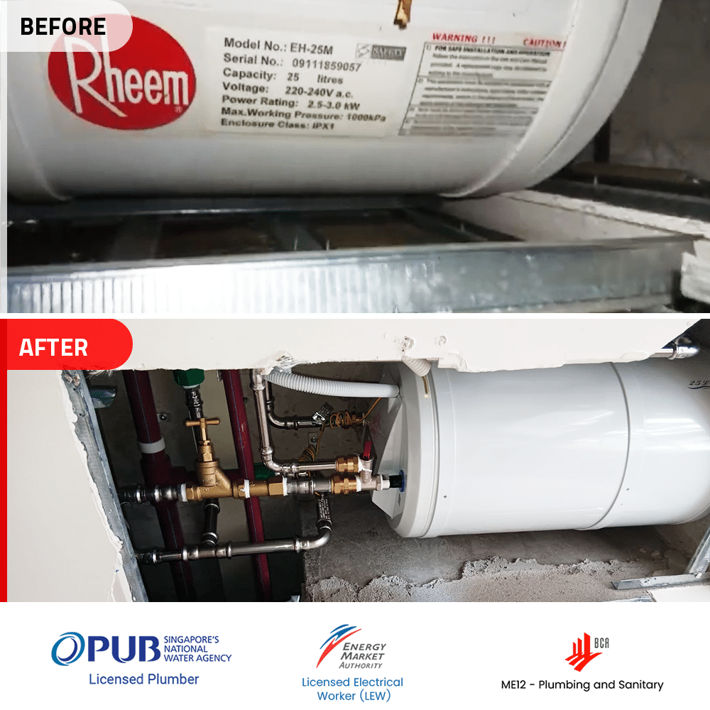 Beforeandafter Rheem EH 25M Water Heater Replacement With Rheem EHG 25S Water Heater at The Estuary