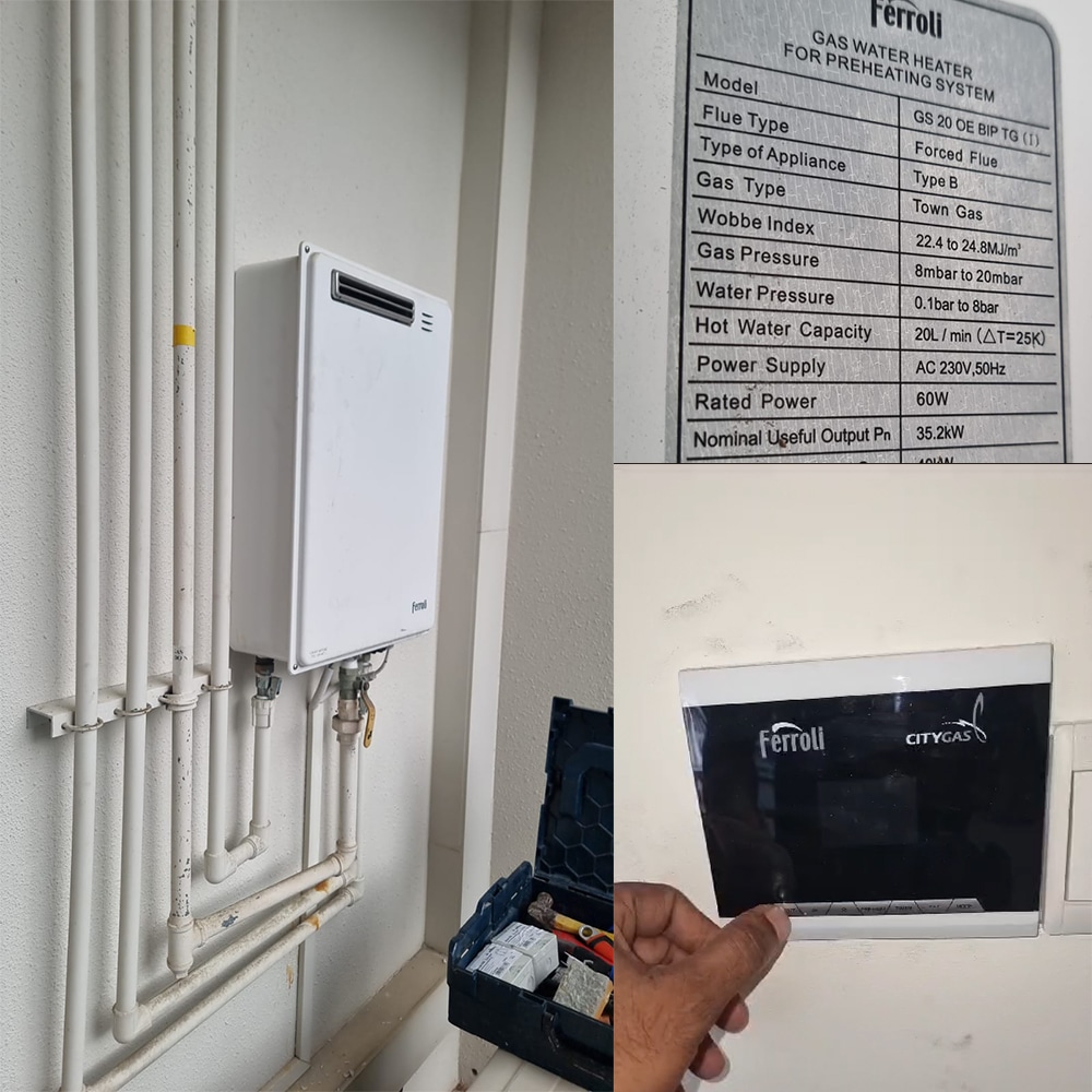 Ferroli GS 20 OE BIP TG I gas heater replacementat Skypark Residences - 17 May 2042