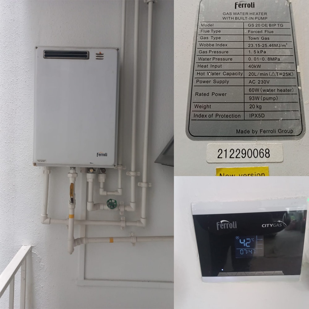 Ferroli GS 20 OE BIP TG gas heater replacement at Blossom Residences - 4 Jun 2024