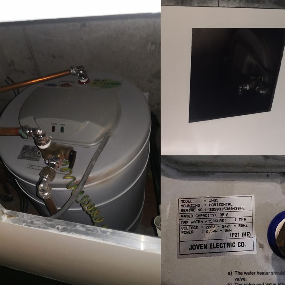 Jove JH35 water heater replacement at The Calypso - 16 May 2024