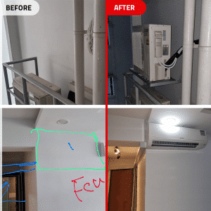 HDB Aircon Installation - Before & After