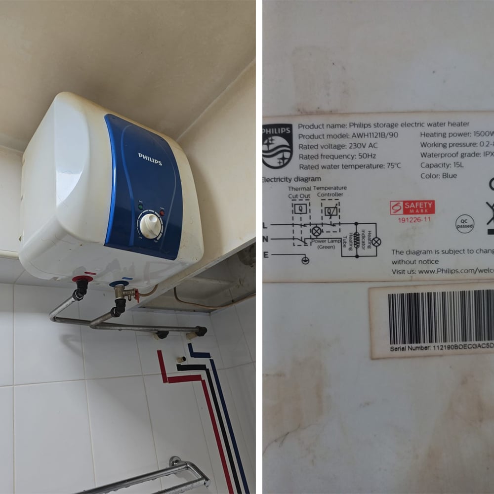 Philips AWH1121-B90 water heter replacement at 673C Yishun Avenue 4 HDB -2 Jul 2024