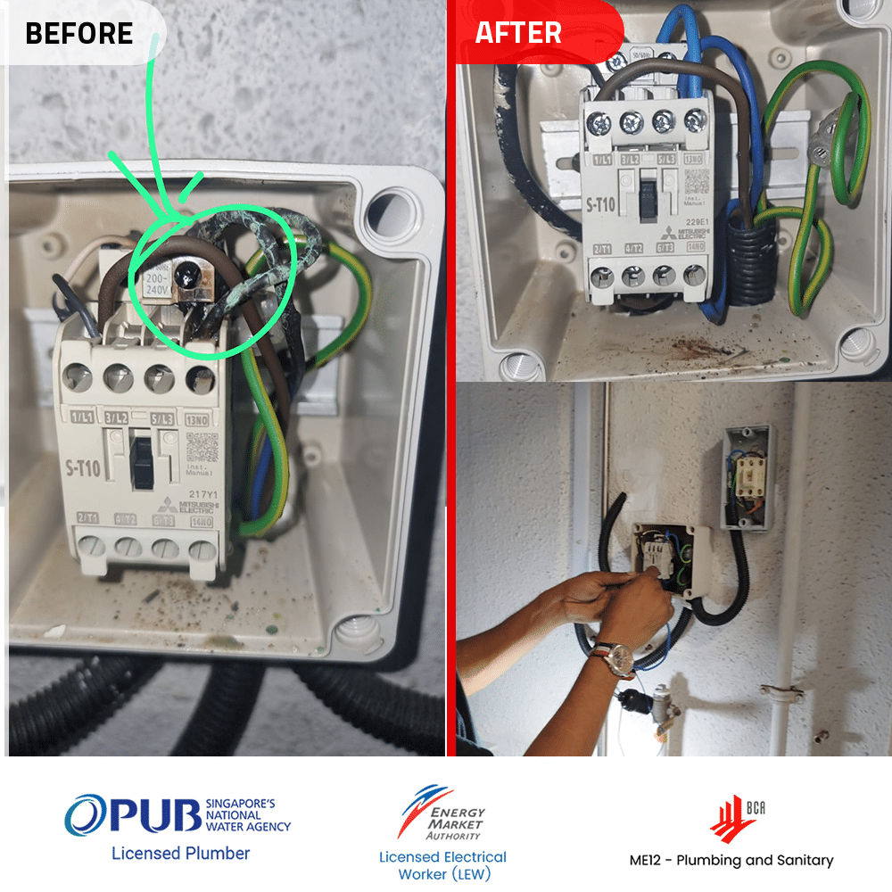 Storage Water Heater No Hot WStorage Water Heater No Hot Water - Before and After Replacement of Relay at One Leicester on 3 Jul 2024ater - Before and After Replacement of Magnetic Contactor at One Leicester on 3 Jul 2024