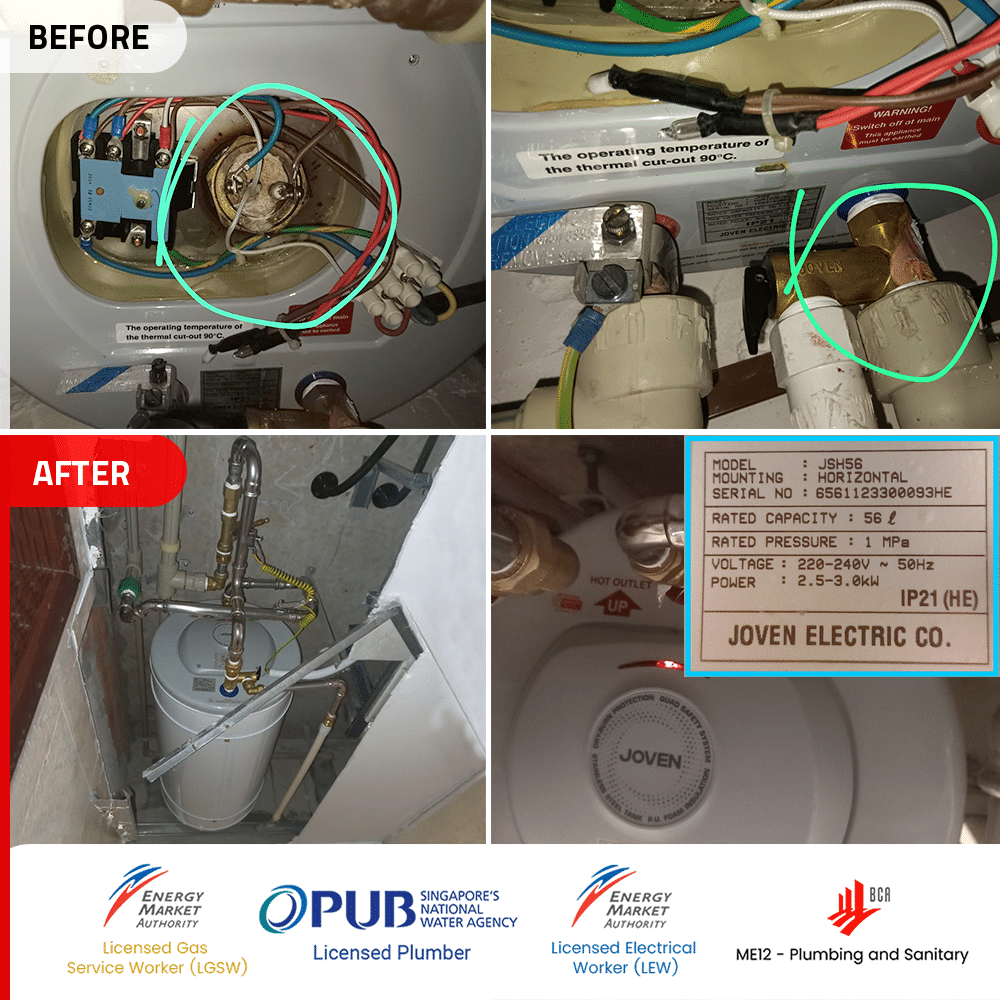 Storage Water Heater Faulty -Before and After Replacement of Joven JH56 water hater at Rio Vistaon 17 Jul 2024