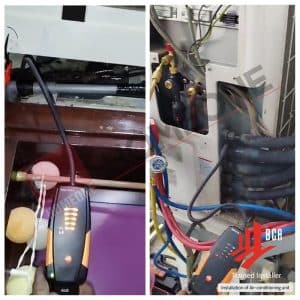 Aircon Pipe Replacement - Gas Leak Detector at FCU & CU