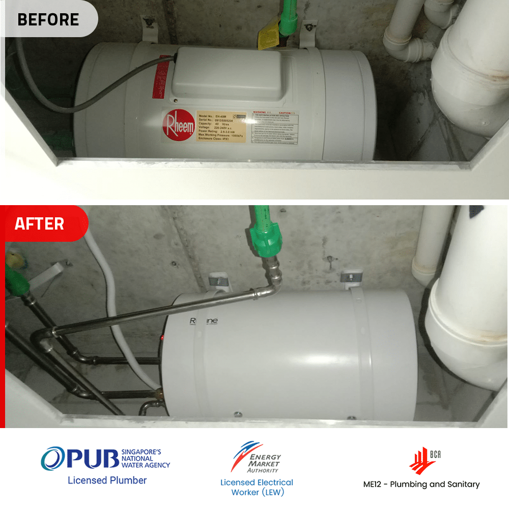 Rheem EH-40M to Rubine SPH 40S - Before and After installation at The Luxurie - 4 May 2023 - 9.30am