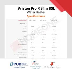 Ariston Pro R Slim 80L Specifications