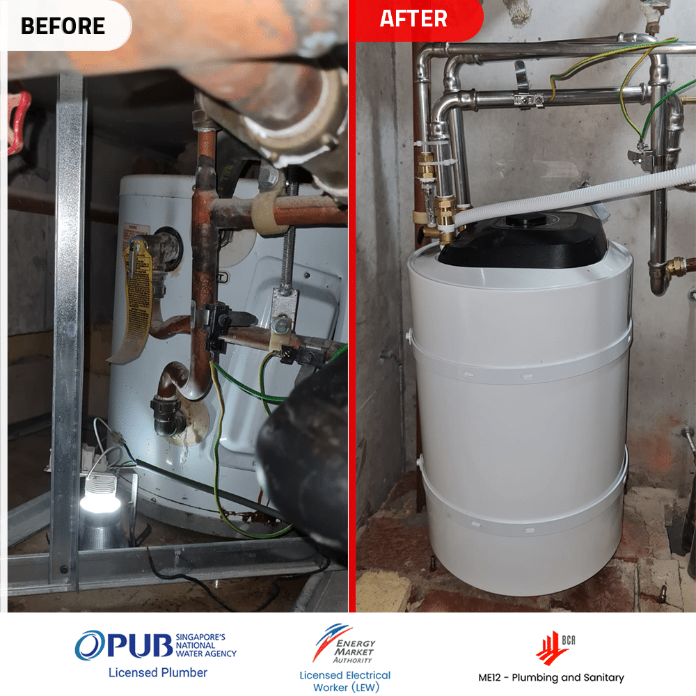 Rheem 65SVP10S to Ariston PRO1 R INOX 30 H - Before and after replacement at Eastpoint Green -21 Aug 2023 - 9.30am