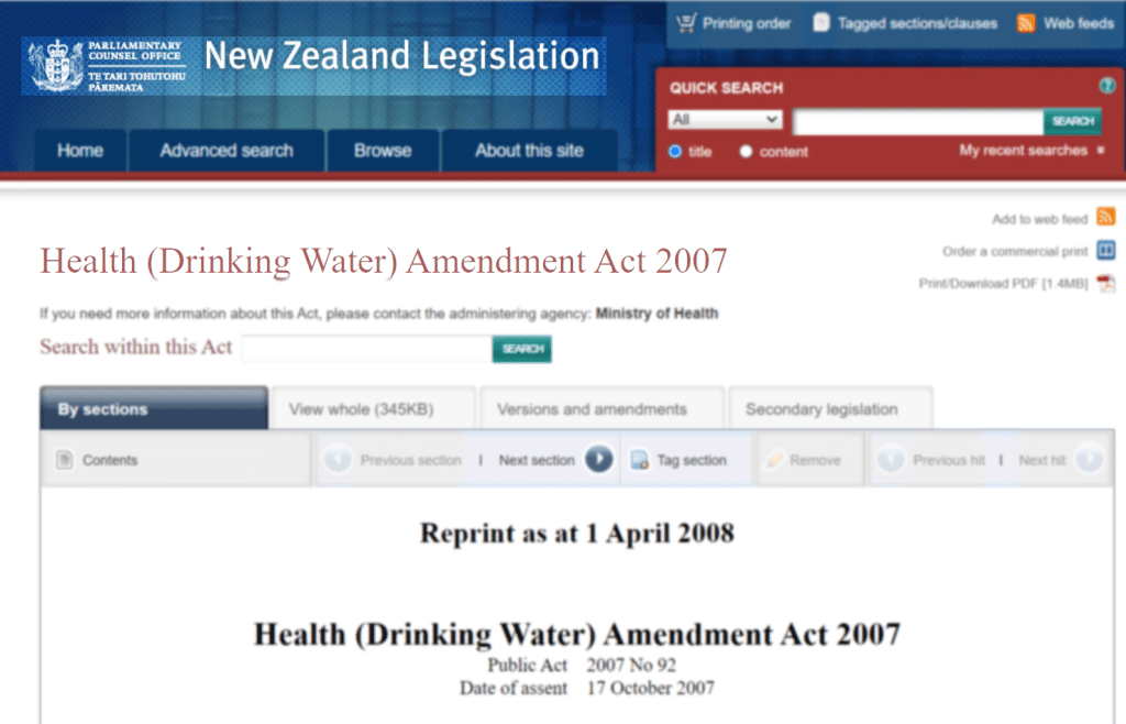 Health (Drinking Water) Amendment Act 2007