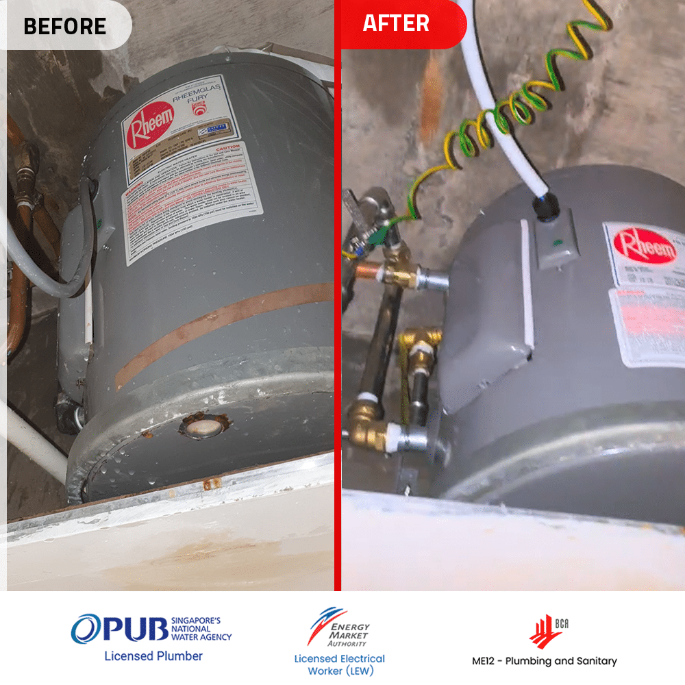 Rheem 65SVP10S Water Heater replacement to Rheem 65SVP10S Water Heater- Before and After