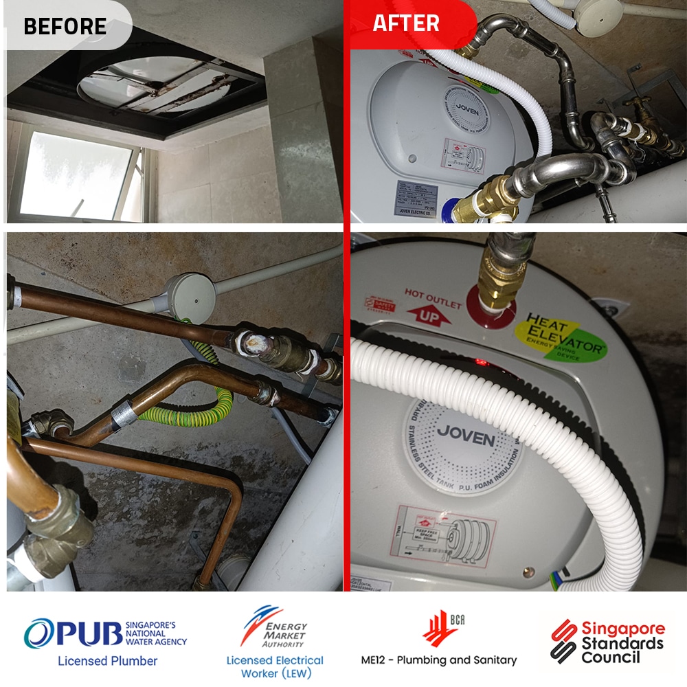 Rheem 65VP15S water heater replacement to Joven JSH-35 at The Clearwater- Before and After