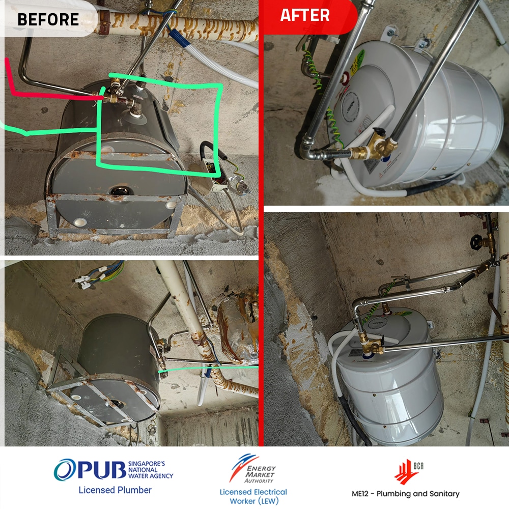 Rheem 85VP6S water heater replacement to Joven JSH-25 at The Bayshore- Before and after