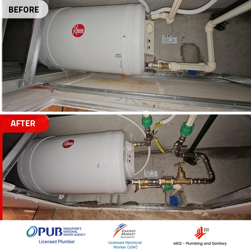 Rheem EHG-40 water heater replacement to EHG-40 at Seaside Residences- Before and after