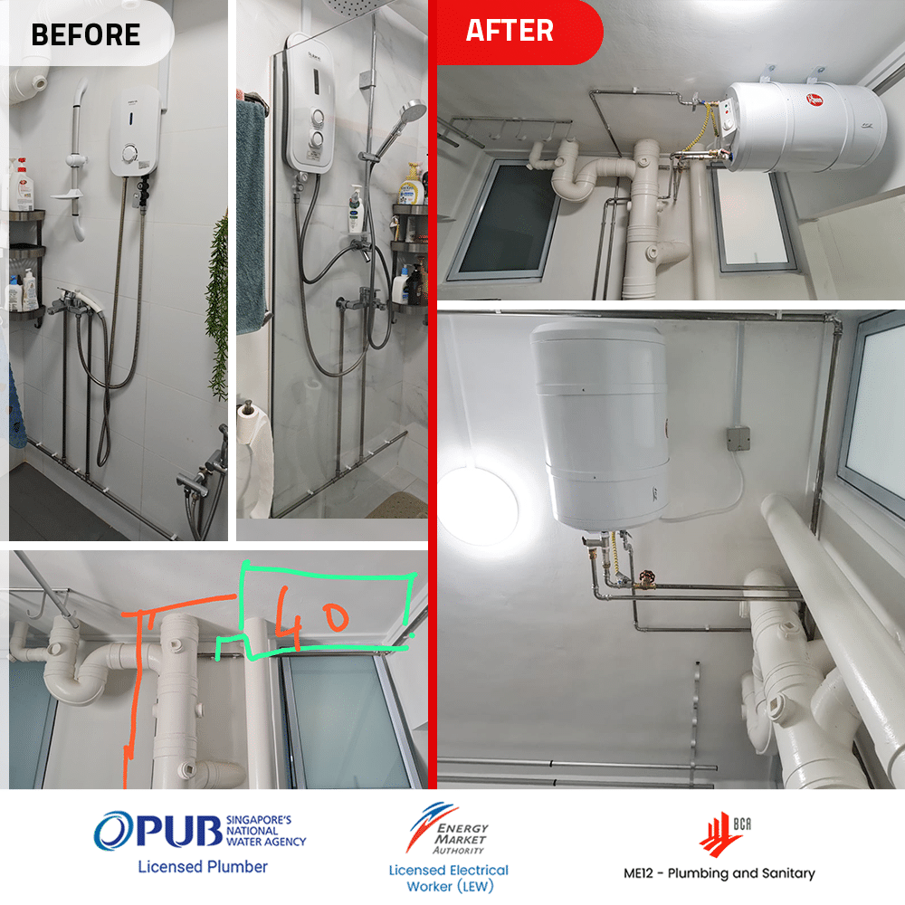 Instant water heater replacement to Rheem EHG-40 -HDB- Before and After