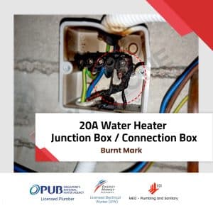 20A Water Heater Junction Box / Connection Box Burnt Mark