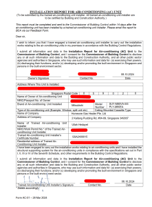 Mitsubishi Cassette Aircon Installation for Private Property - BCA Form AC-01